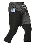 Picture of Men's 2 in 1 Running Pants, Gym Workout Compression Pants for Men Training Athletic Pants