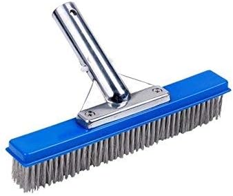 10" Swimming Pool Spa Algae Brush w/Stainless Steel Bristles, Aluminum Handle