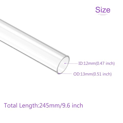 DMiotech 3 Stück 9,6 klare starre Kunststoffrohre 12mm x 13mm (1/2) Polycarbonat-Rohr Rundrohr für Beleuchtung Wasserinstallation