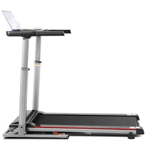 Image of Treadmill with Desk, 300 lb Capacity Treadmill with Height-Adjustable Desk & Incline for Productive Workouts