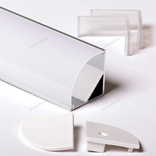 Aftertech® 3metri 3030 30x30mm PROFILO ANGOLARE GRANDE ALLUMINIO STRISCE STRIP LED BARRA 3MT + COVER OPACA