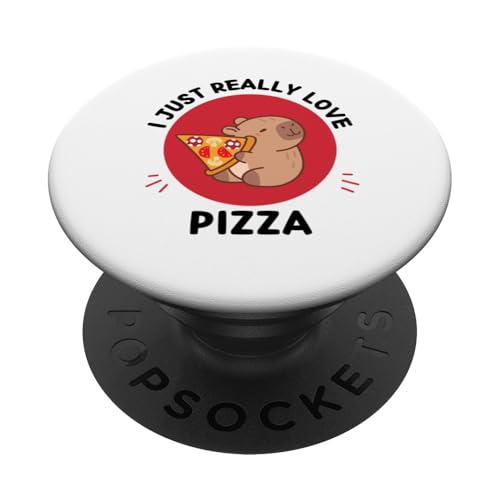 Kawaii capybara i just really love pizza amateur de nourriture popsockets popgrip interchangeable