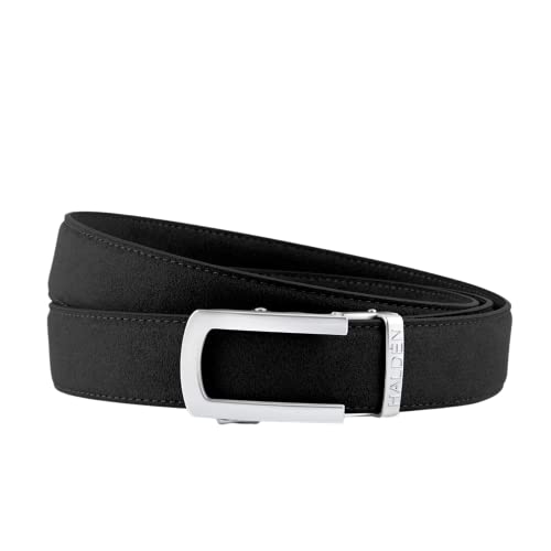 Image of HALDEN Micro Fiber Suede Belt for Men | Vegan Ratchet Belt with Magnetic Auto-Lock Buckle | Adjustable Formal Belt Fits Up to 44 Inch Waist