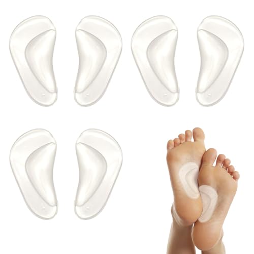 Morbida Supporto ad Arco in Gel, Solette Ortopediche Plantare, Correttore Piede Piatto, Cuscinetto in Silicone, 3 Paia