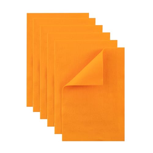HaoFeiJH Orange Felt Fabric Sheets - 6PCS Felt Squares - 8x12 1 Colors Soft Felt Squares 1.5mm for Sewing Patchwork Decoration Embroidering Book DIY Craft
