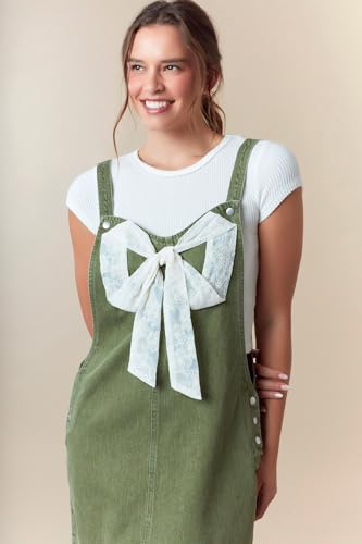 Hey Sweetie Women's Ribbon Front Overall Mini Skirt – Sleeveless Casual Pinafore Cute Vintage-Inspired Dress3