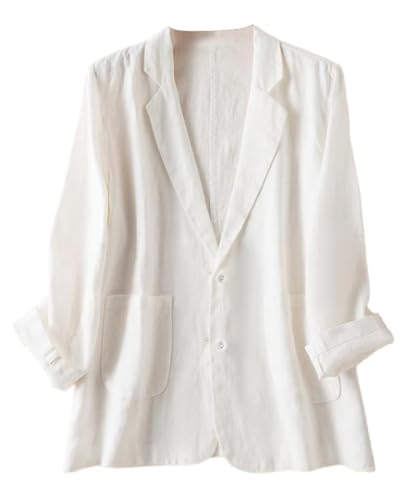 Women's Linen Blazer Long Sleeves Lightweight Jackets Button Lapel 2025 Casual Slim Spring Summer Suit