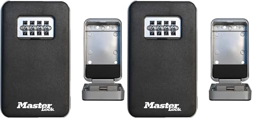 MASTER LOCK Schlüsselkasten für die Wandmontage, Öffnung durch Ziehen, mittelgroß, für den Außenbereich geeignet, mit Befestigungsmaterial… – Ansicht 1