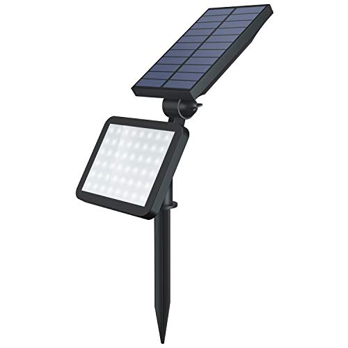 OUSFOT Lampe Solaire Extérieur 48 LED Lampe à Gazon Etanche IP65 LED Projecteur Applique et Lampadaire Installation 2 en 1 Eclairage Paysage Réglable 180°pour Jardin, Cour, Chemin, Allée, Mur Cover