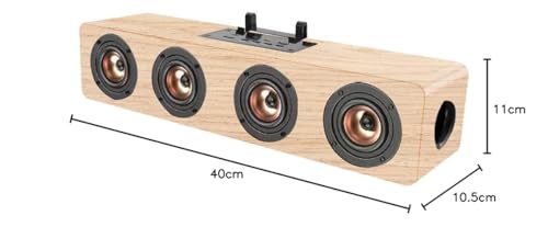 Image of LANDMARK LM BT1024FM 20W Wireless Bluetooth Soundbar, Wooden Finish, Bluetooth 5.0, 8Hrs Battery Life, Stereo Soundbar for Phone /TV /Laptop /Tablets /Projectors, Multi Modes Aux /TF Card /USB Drive (Oak)