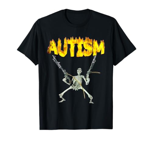 Retro Autism Skeleton Meme Funny Men Women Kids T-Shirt