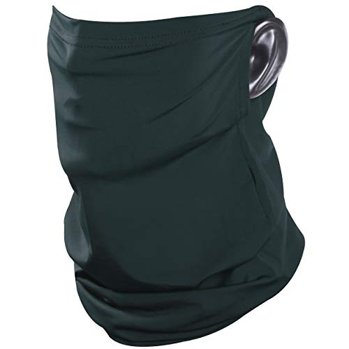 Bun Large Headwear Balaclava Breathable Face Mask Ear Loops, Biking Mask Face Cover Scarf Funny Neck Gaiter Seamless Bandana Ski Mask UV Face Neck Shield Mask 1 Pack, Blackish Green