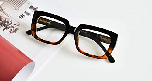 Image of Eyekepper 4 Pack Stylish Reading Glasses Women - Oversized Square Readers Black /Tortoise +5.00