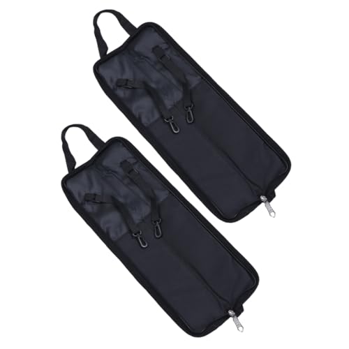 Abaodam 2Pcs Portable Drumstick Bag Zipper Durable Storage Pouch for Mallet Accessories Convenient Carry Case for Drummers and Music Enthusiasts Black