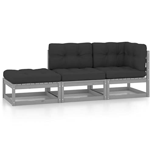 VidaXL Garten Lounge Set 3-teilig Schwarz Grau - PE Rattan Möbel Für Terrasse & Garten