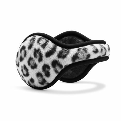 180s Womens Lush Soft Fleece Behind the Head Ear Warmers (One Size Snow Leopard)