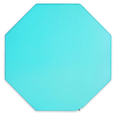 Minnebaby 8 Panel Playpen Mattress Compatible with Regalo Extra Large Play Yard, Self Inflating Octagon Playard Mat, Comfortable and Portable Pad with Carry Bag - Blue Cover