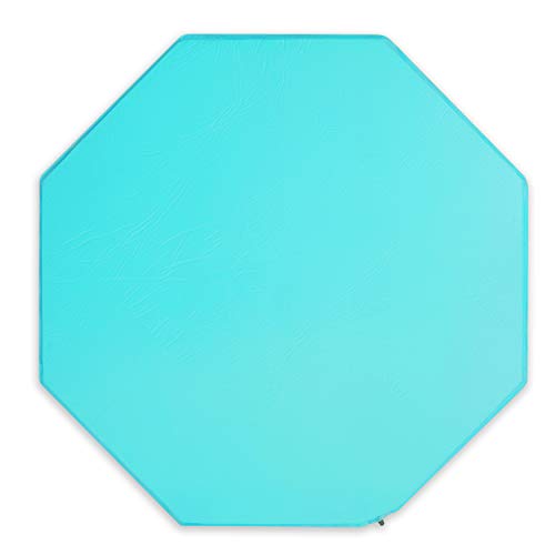 Minnebaby 8 Panel Playpen Mattress Compatible with Regalo Extra Large Play Yard, Self Inflating Octagon Playard Mat, Comfortable and Portable Pad with Carry Bag - Blue