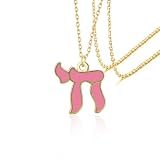 VASSAGO Collar Chai judío para mujer: collar con colgante Chai hebreo de acero inoxidable símbolo de la vida joya judía, regalo para Bat Mitzvá (Oro-Rosa)