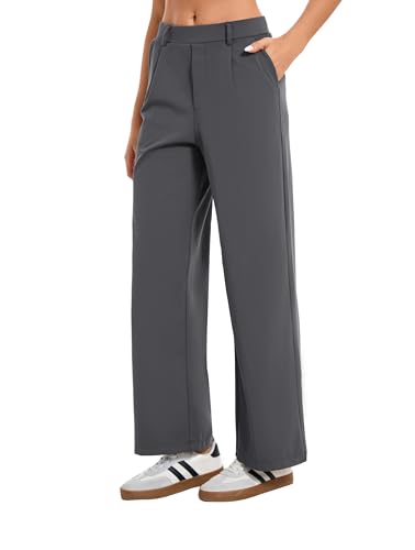 Image of Oyamiki Women's Business Casual High Waisted Dress Pants with Pockets Wide Leg Work Pants Trousers Fashion Fall Outfits