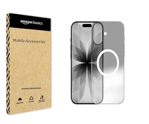 Image of amazon basics Paper Thin Case Cover for iPhone 17 | Matte Finish | Gradient Case, Shaded Color | Compatible with magsafe | (Black White, iPhone 17)