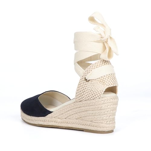 Image of Women's Espadrille Wedge Sandals Closed Toe Lace-Up Shoes