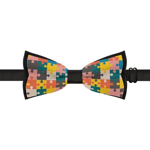 GoasNei Autism Awareness Pattern Bow Tie for Men Adjustable Necktie Funny Tie Neck Ties for Weddings Party