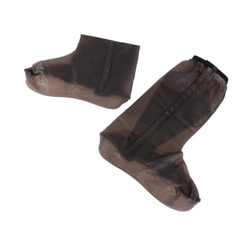 Happyyami 1 par de cubre zapatos impermeables de PVC para adultos, diseño de tubo alto, fáciles de limpiar, portátiles para ciclismo y uso al aire libre, color café miniatura 1