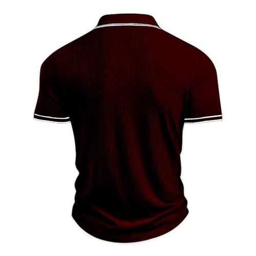 Polo ajustado para hombres de golf de manga corta con cuello y botones miniatura 4