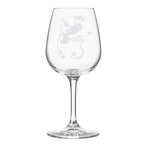 Border Collie Dog Themed Etched All Purpose 12.75oz Wine Glass