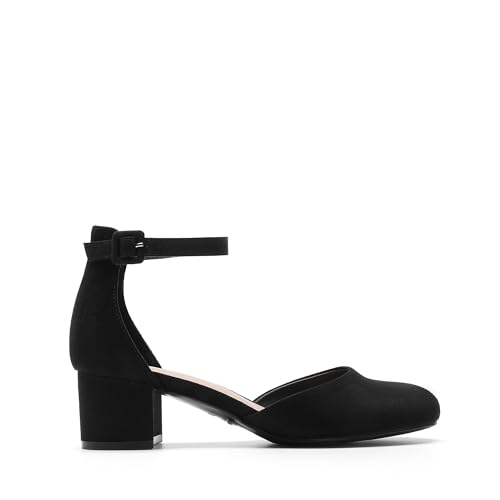 Image of DREAM PAIRS Women's Round Toe Low Block Heel Pumps
