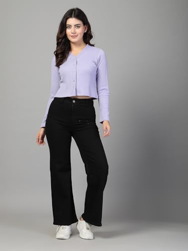 Image of Rigo Casual Wear V Neck Rib Knit Top for Women | Slim Fit Long Sleeves Western Tops for Women