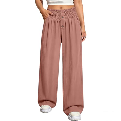 Pantalones de lino mujer de algodón informal primavera verano sueltos 2