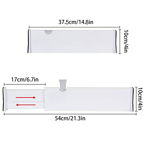 SENENQU 4 Pack Adjustable Drawer Dividers 4" High, 15"-21" Expandable Drawer Organizer, Extendable Drawer Separators with Foam Edges for Kitchen Bedroom Drawer Storage - Image 3