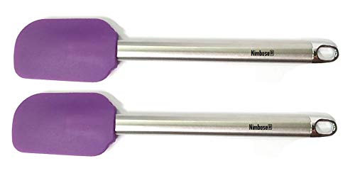 Nimbose® Silicone Steel Spatulas for Cooking, Non Stick Heat-Resistant Silicon Spatula Set with Steel Handle for BBQ, Baking & Cake Mixing (Multicolor, Pack of 2)