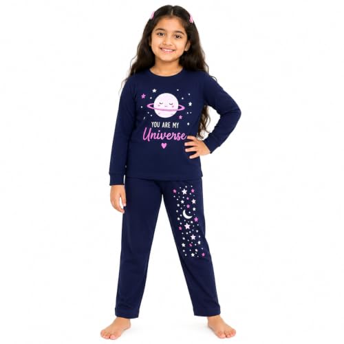 Image of NammaBaby Girl's Soft Cotton Night Suit (Printed T-Shirt & Pant Set /Girls Night Dress /Nightwear) Pack of 1
