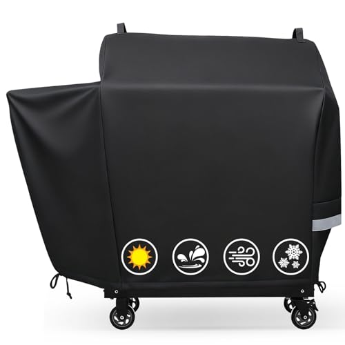 Utheer Grill Cover for Rec Tec RT-590 Recteq Deck Boss 590 Wood Pellet Grill - Upgraded Full-Length Heavy Duty Waterproof Anti-UV Cover with Elastic Drawstring for Recteq RT-590 Grill Accessories