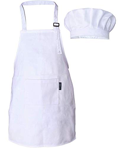 HIYUMY Kids Chef Apron and Hat Set, Cotton Material Child Chef Costume, Perfect