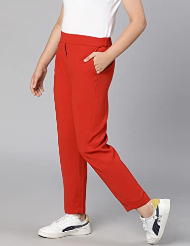 Image of oxolloxo Girls Regular Fit Polyester Solid Casual Pant