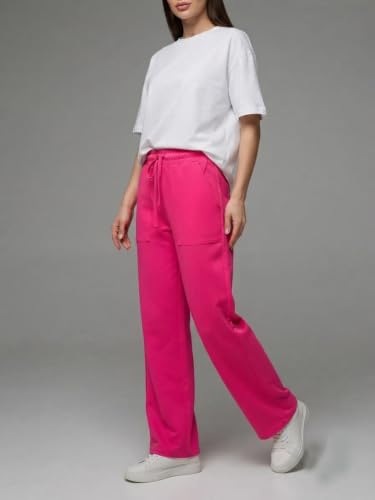 Image of Mehrang Women's Wide-Leg Side Pocket Trouser|Palazzo Pants|High Waist Trousers with Drawstring|Lightweight Casual & Travel Wear|Women Trousers Pants | Trousers Flared Korean Style