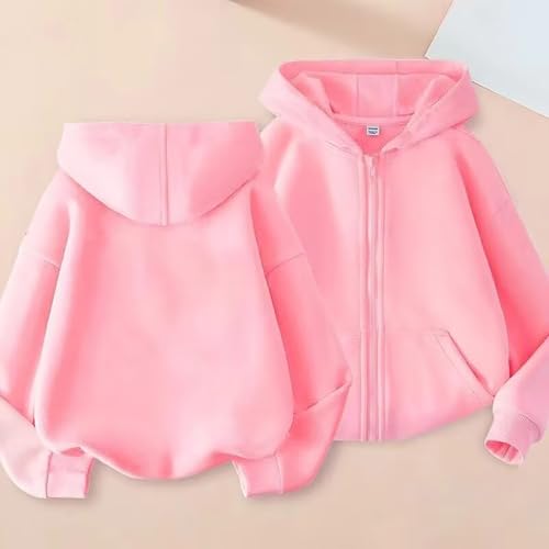 Fall Zip Up Hoodie Kids Fuzzy Fluffy Long Sleeve Oversized Girls Fleece Jacket with Pocket Preppy Thermal Workout Coat4