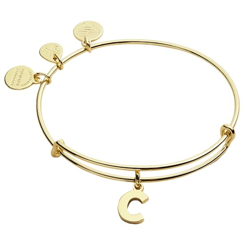 Image of Alex and Ani Expandable Bangle for Women, Initials A to Z Letter Charms, Shiny Finish, 2 to 3.5 in