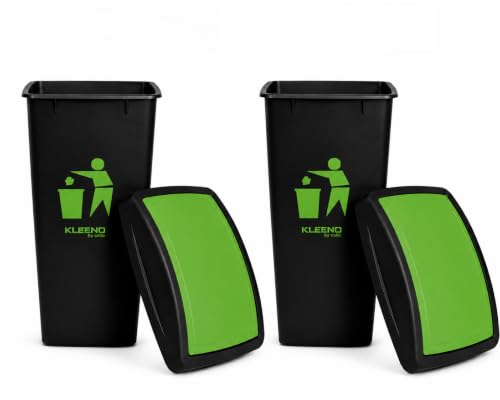 Image of Cello Plastic Garbage Swing-Lid Dustbin 48 Ltr, (Green & Green) COMBO