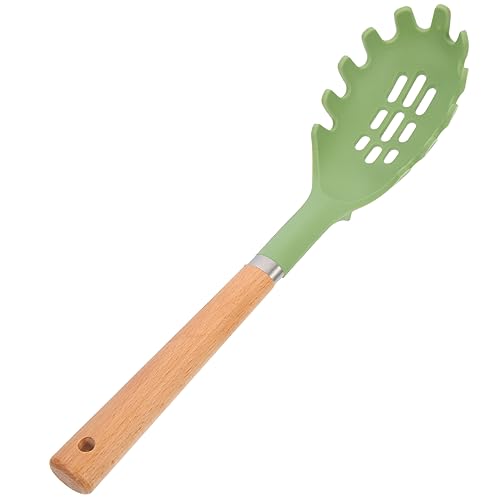 MAGICLULU Cuchara De Silicona Para Pasta Con Mango De Madera Cucharas Grandes Para Servir Pinzas Para Cocina Cucharón Para Sopa Cuchara Para Espaguetis Pinzas De Cocina Colador De