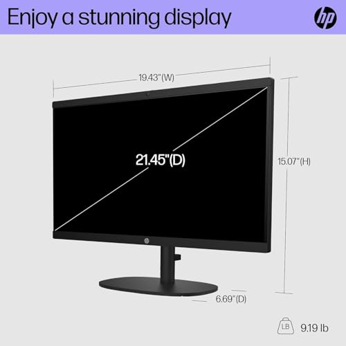 Image of HP 21.45 inch FHD All-in-One PC, Intel N200 Processor, 16GB DDR5 RAM, 1TB PCIe SSD, Bluetooth, WiFi 6, Super 6-in-1 DVD & Wired Keyboard & Mouse, Windows 11 Home, Black