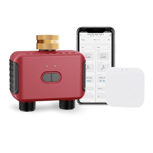 GIEX Timer di irrigazione Zigbee a 2 zone con gateway, centralina intelligente per tubi da giardino, compatibile con le app TUYA e Smart Life