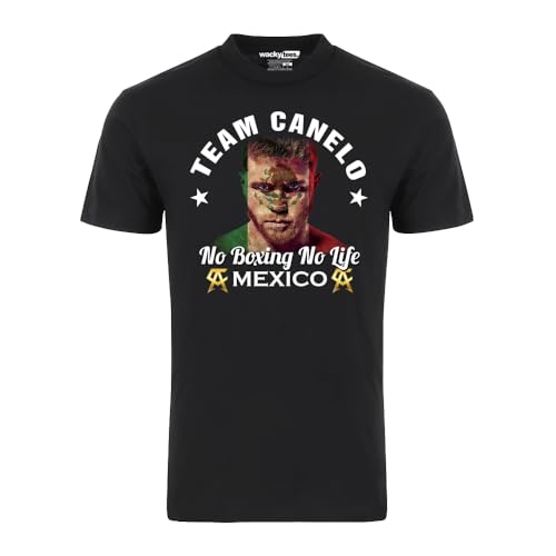 Generic Team Canelo Alvarez Mexican Champion Boxer Flag Face Boxing Graphic Tee Shirt, Black