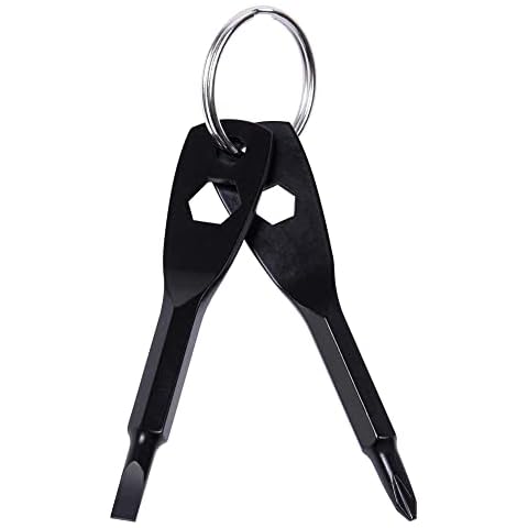 Pocket Screwdriver Keys Outdoor Multitool Keychain Mini Screwdriver Set for Outdoor Emergency Survival Tool Flathead and Cross with Key Ring Cover