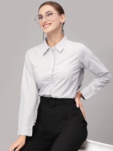 Image of Style Quotient Women Solid Polycotton Regular Formal Shirt
