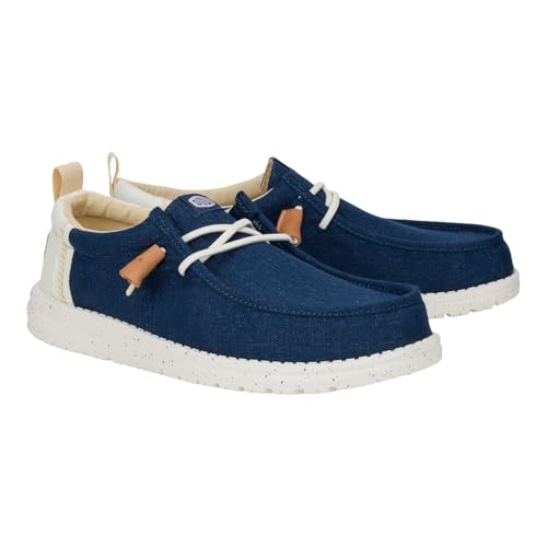 HEYDUDE Wally Craft Linen Sargasso Blue/White Size 7, Men’s Shoes, Men's Slip-on Loafers, Comfortable & Light-Weight4